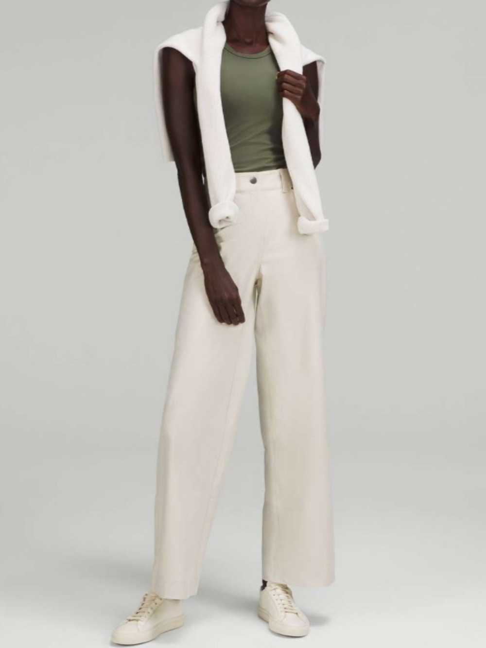lululemon size 31 City Sleek 5-Pocket Wide Leg High Rise Pants in Natural Ivory